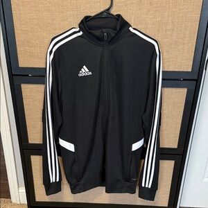 adidas Black Track Jacket with White Stripes and Accents